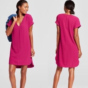 New A New Day Shift Dress Fuschia Gold Button New